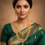 Champagne Double Strand Necklace Set with Faux Pearls