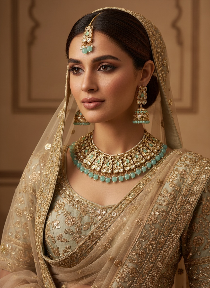 Firoze Collar Kundan Necklace Set with Maang