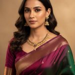 Pear Multicolor Stone Necklace Set Including Jhumkas