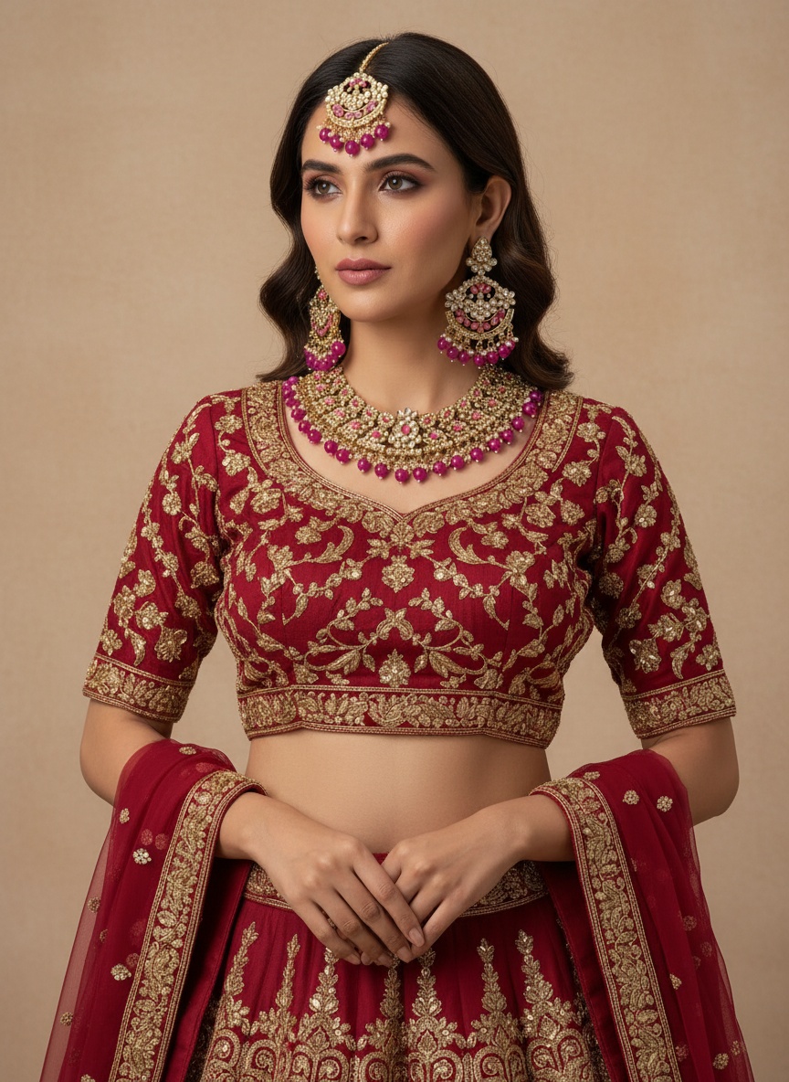 Pink Kundan Necklace Set