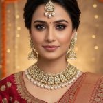 White Collar Kundan Necklace Set with Maang