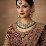 Green Collar Kundan Necklace Set with Maang