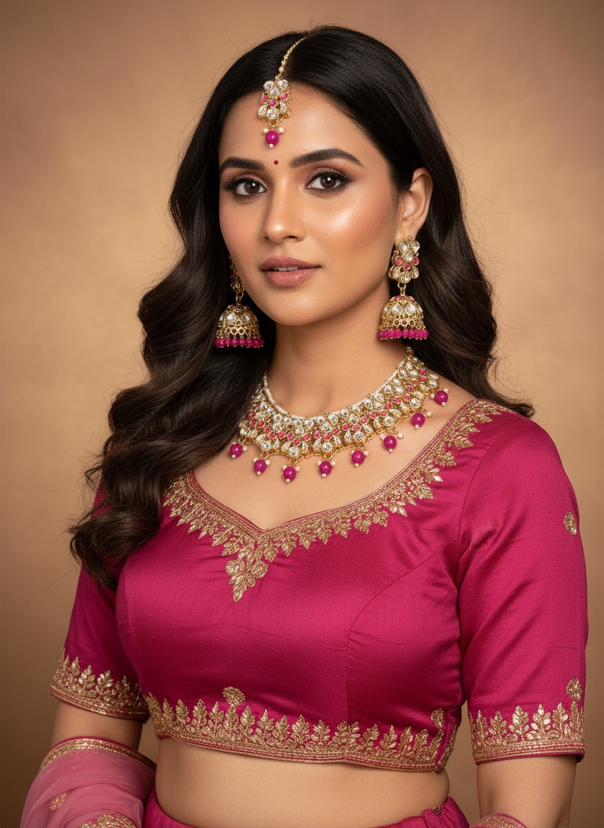 magenta-kundan-wing-necklace-set