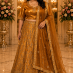 Antique Gold Embroidered Lehenga Choli