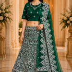 Emerald Green & Silver Bridal Lehenga Choli
