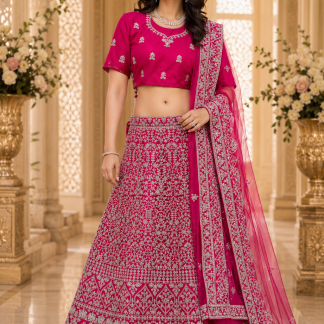 Hot Pink & Silver Bridal Lehenga Choli