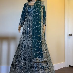 teal-mirror-anarkali