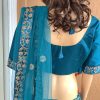 Teal Embroidered Lehenga Choli with Dupatta - Image 2