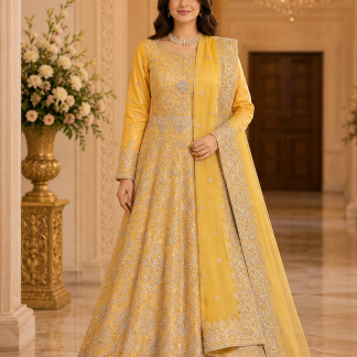 Yellow Embroidered Anarkali Suit