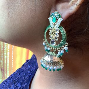 green-stone-jhumka