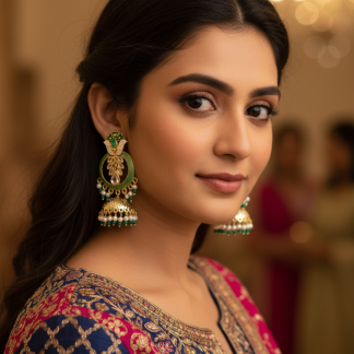green-stone-jhumka