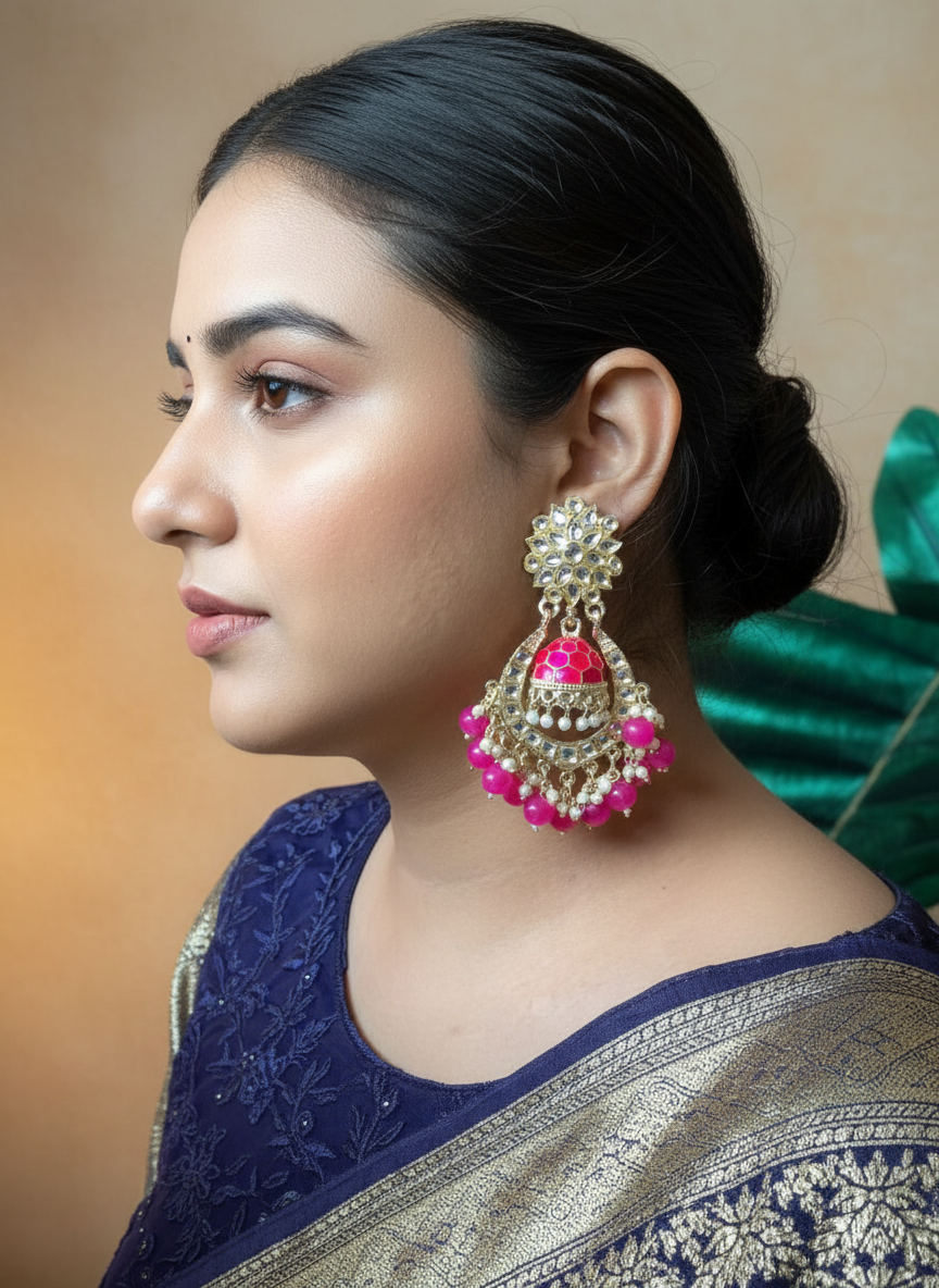 hot-pink-chandabli-earring