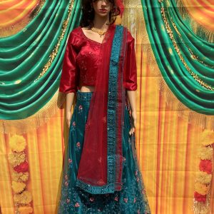 red-and-blue-lehenga-choli