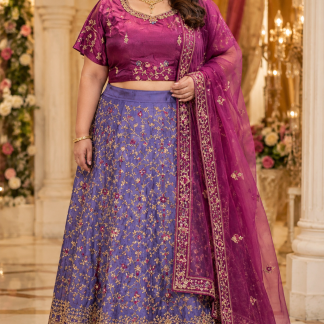 Periwinkle & Orchid Embroidered Lehenga Choli Set