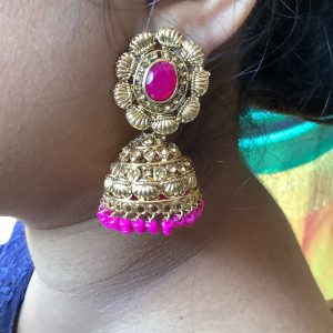 pink-beaded-jhumka