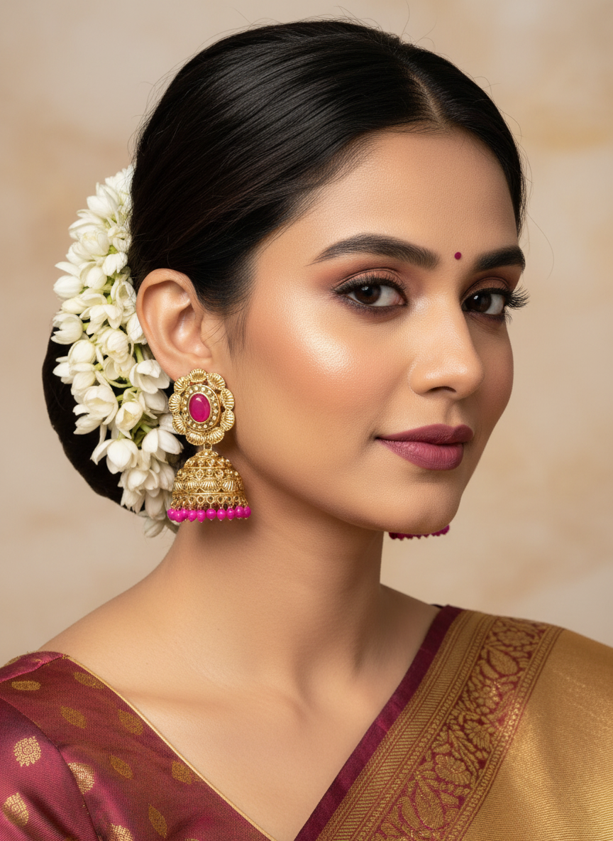 pink-beaded-jhumka