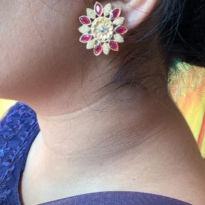 red-stone-flower-stud