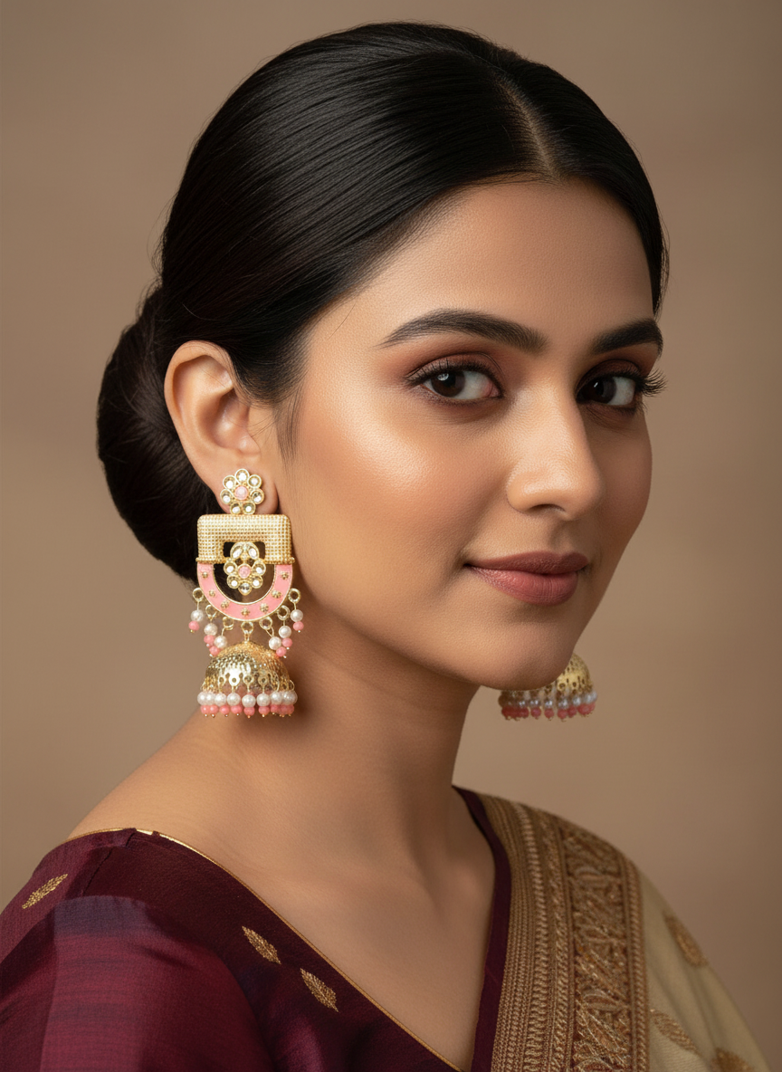 salmon-enamel-jhumka