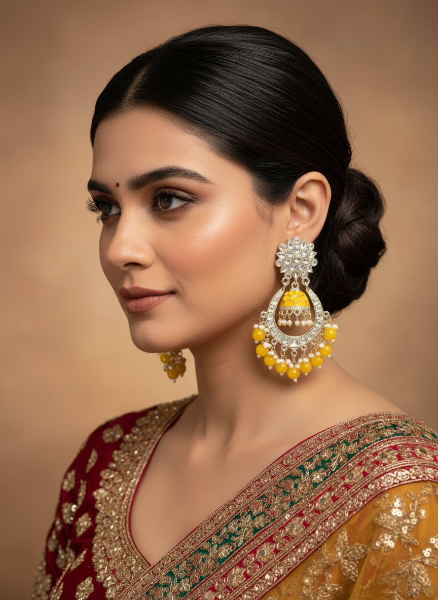 yellow-chandabali-earrings