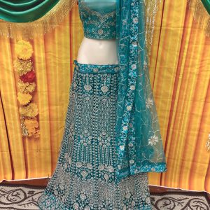 turquoise-shell-lehenga