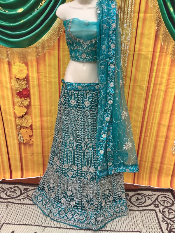 turquoise-shell-lehenga