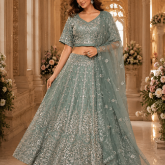 Dusty Sage Green Bridal Lehenga | Wedding & Reception Wear