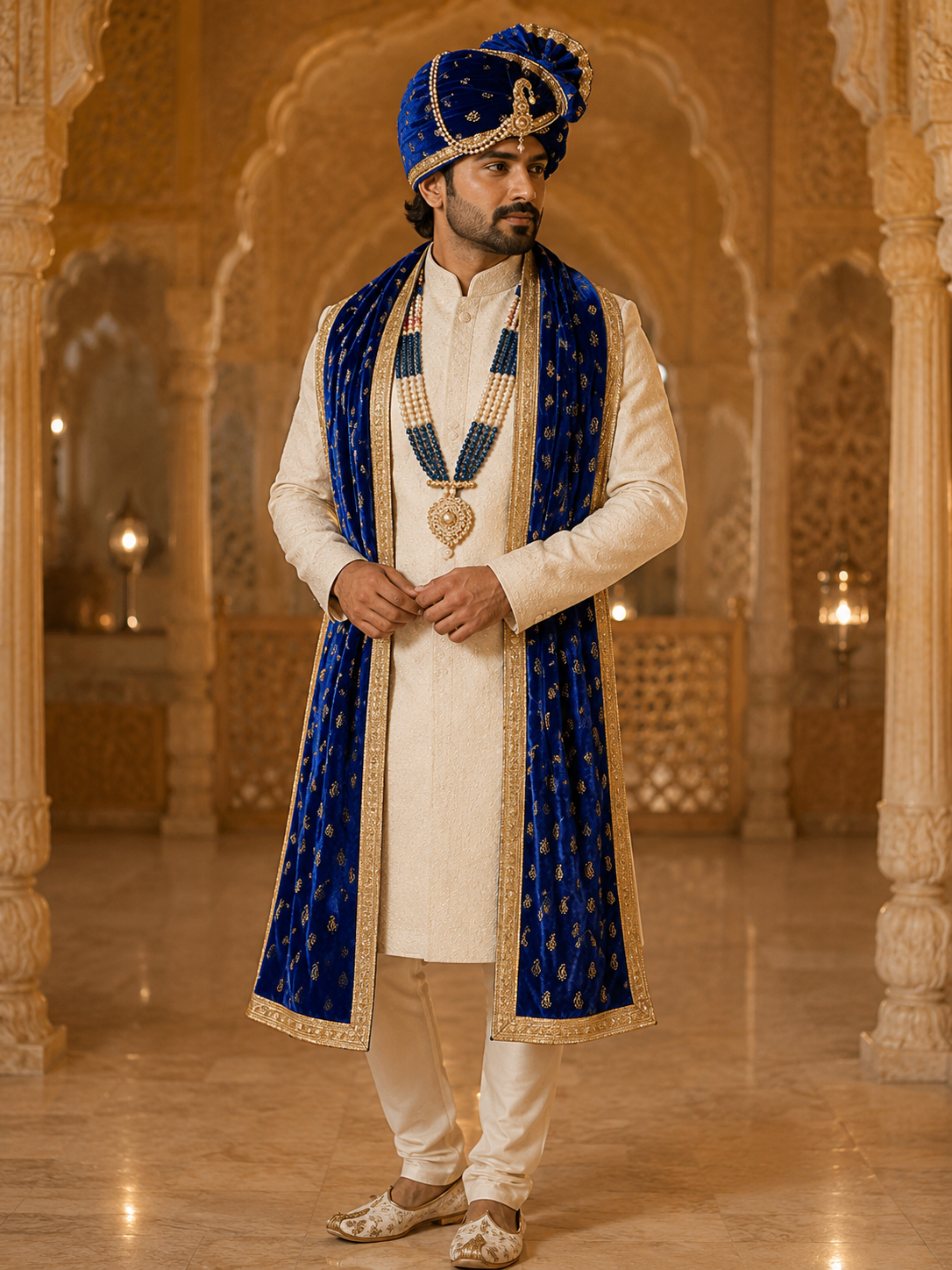 Royal Blue Groom Wedding Accessory Set | Safa & Mala