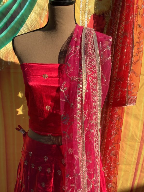 Rose Pink Zari Lehenga Set - Image 2