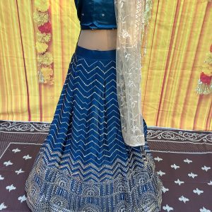 blue-chevron-lehenga-set