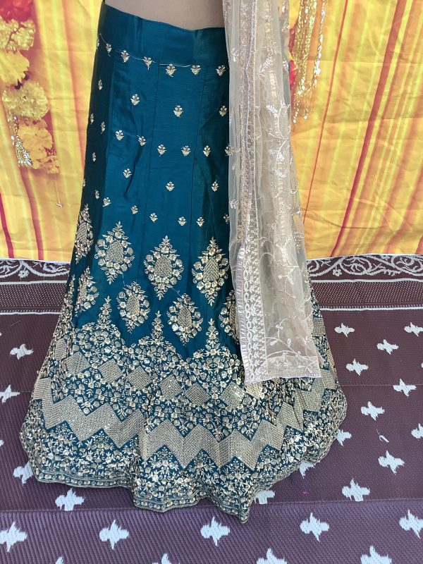 Teal Embroidered Lehenga Set - Image 2