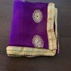 Purple Floral Dupatta with Gold Trimming - Image 2