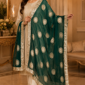 green floral dupatta