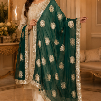 green floral dupatta
