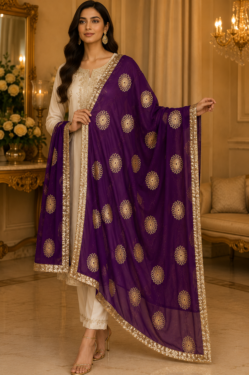 purple dupatta