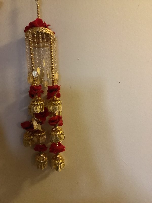 Red Floral Kaleera with Pearls - Image 2