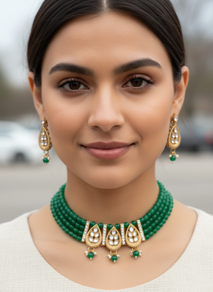green-beaded-necklace-set