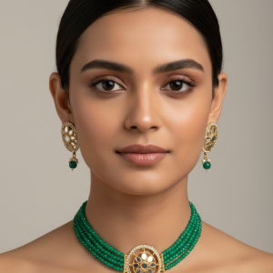 green-crystal-choker-necklace-set