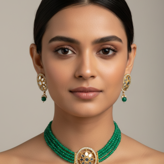 green-crystal-choker-necklace-set