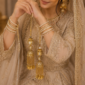 Pearl & Gold Bridal Kaleera Pair – Traditional Wedding Kaleeras
