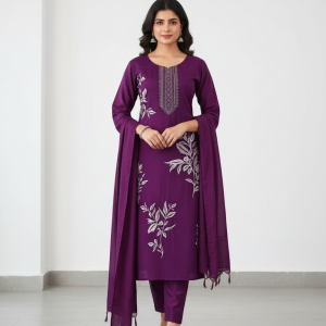 purple-silk-kurti-set