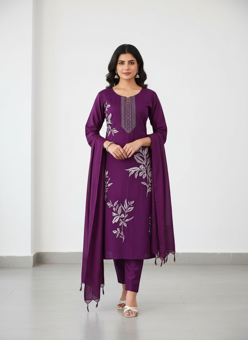 purple-silk-kurti-set