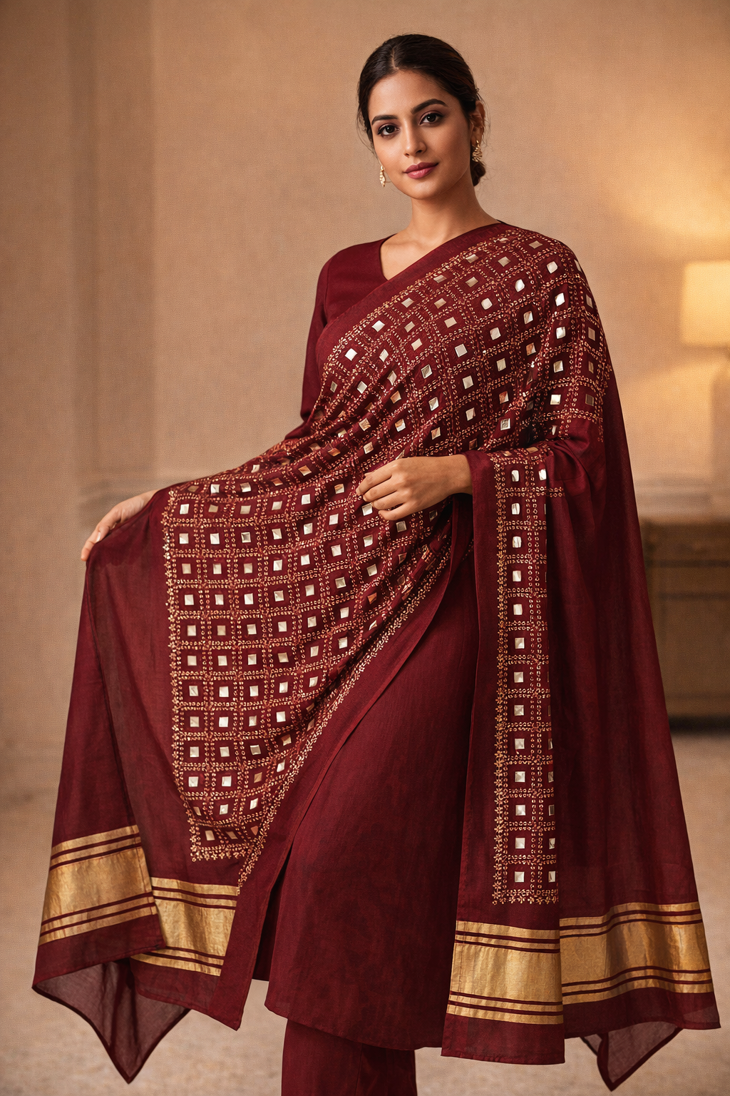 burgundy-bandhani-dupatta