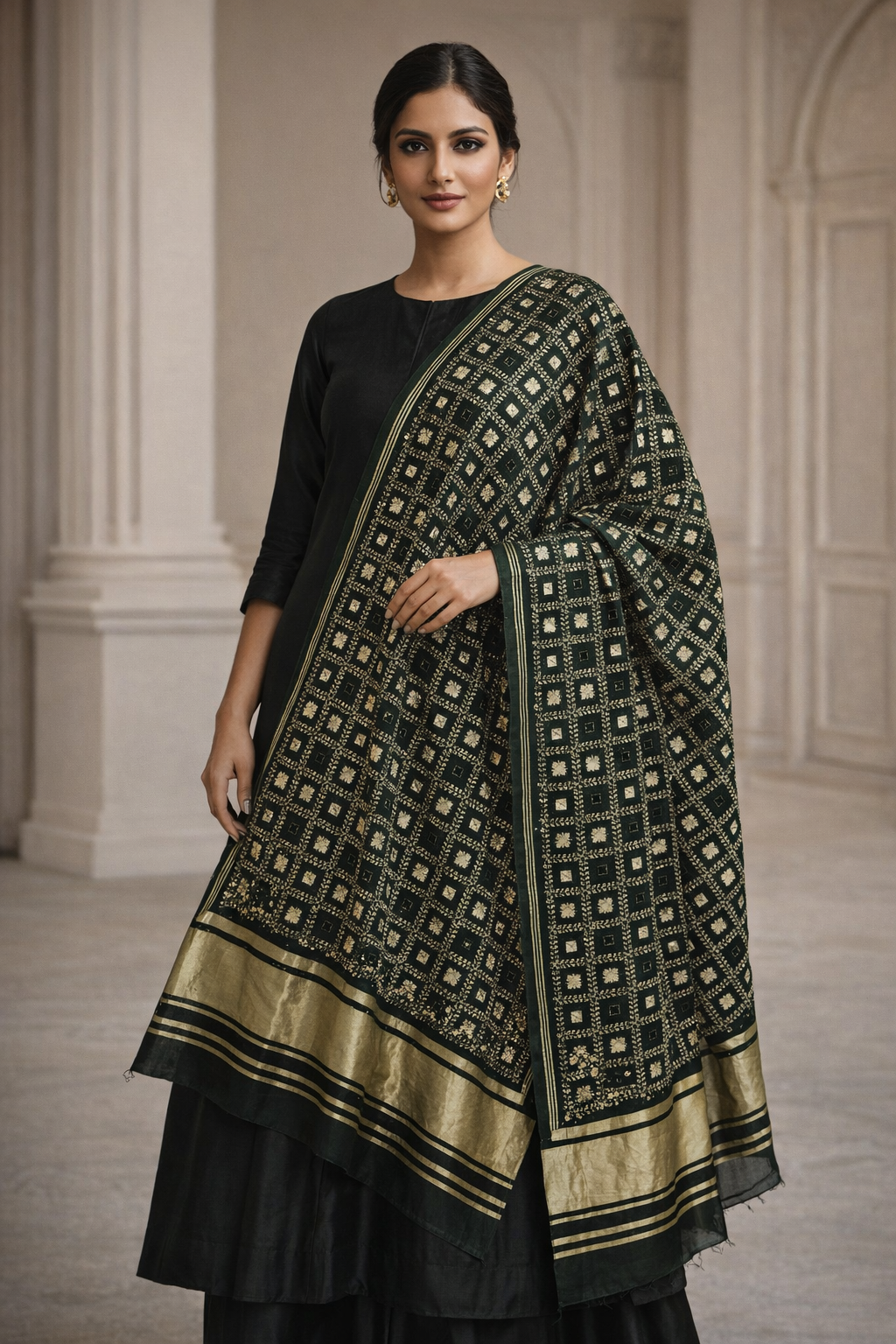 green bandhani dupatta