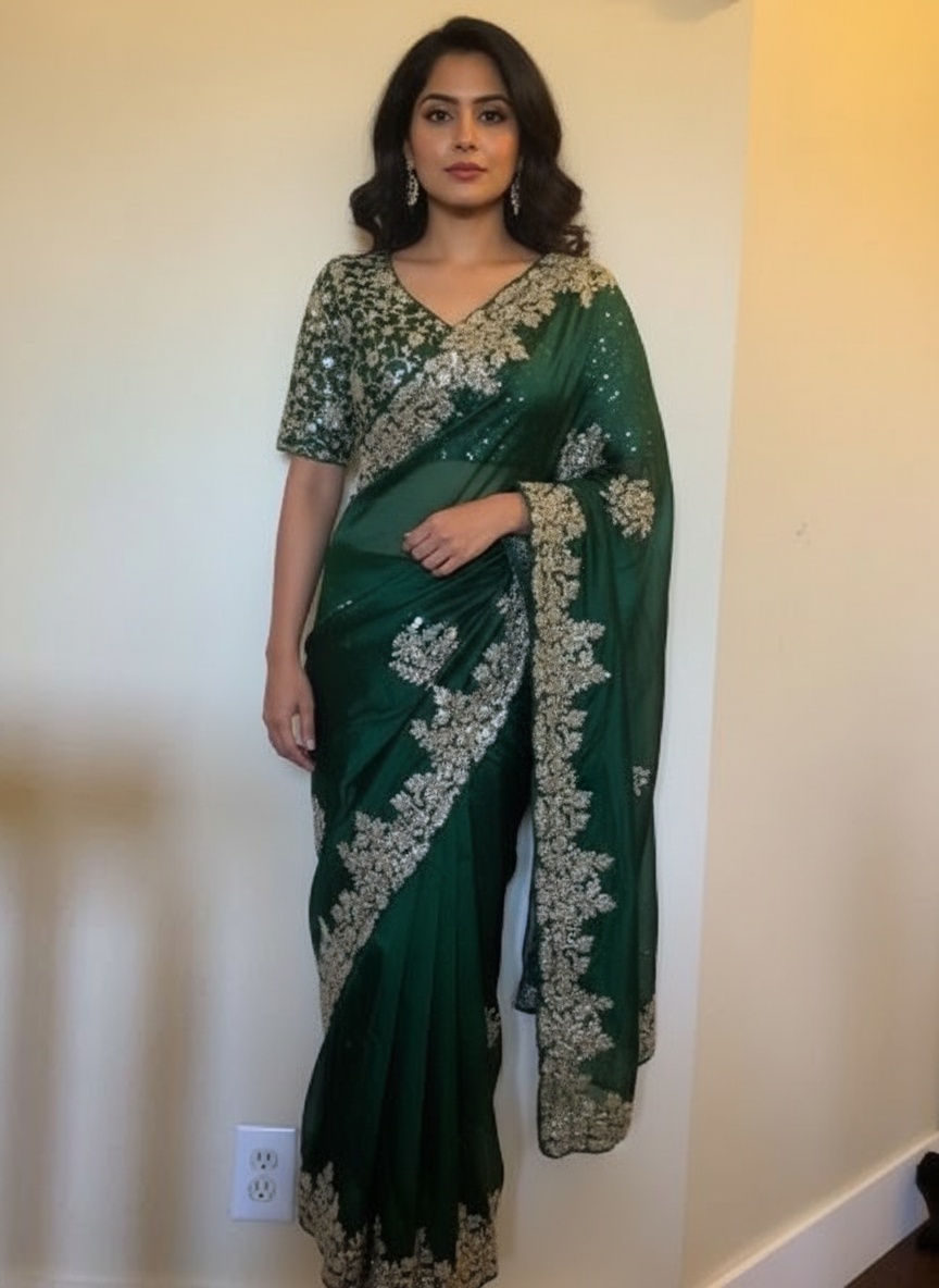 green-saree