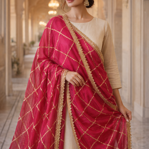 hot pink sequin dupatta
