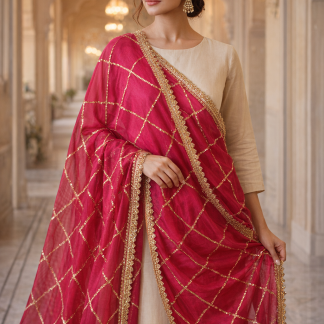 hot pink sequin dupatta