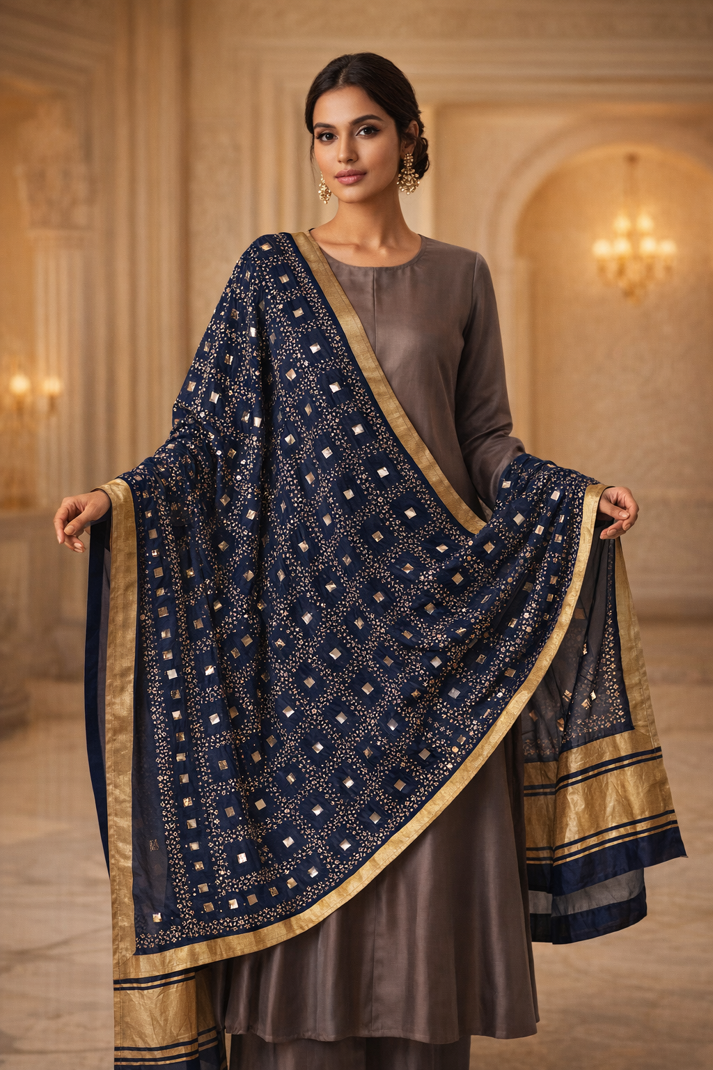 navy-gold-dupatta