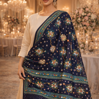navy mirror dupatta