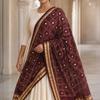 Purple Bandhani Gold Foil Dupatta