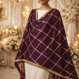 Purple Vintage Sequence Work Dupatta